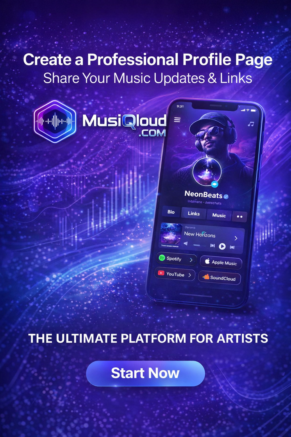Musicians, create a professional profile page on MusiQloud , share your music updates and links